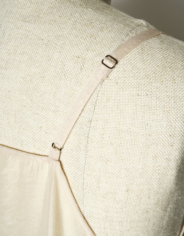 Sheer Gathered Camisole Dress / ecru