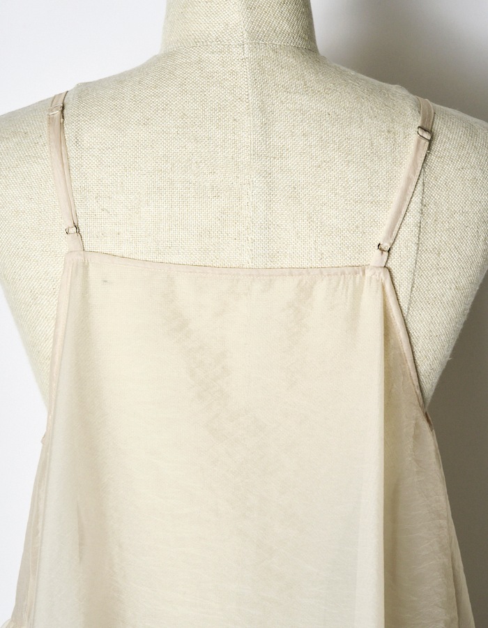 Sheer Gathered Camisole Dress / ecru