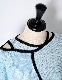 Waffle Knit Piping Tops / sax blue