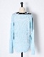Waffle Knit Piping Tops / sax blue