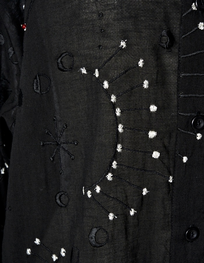 Cotton Bijou Embroidery Shirt / black