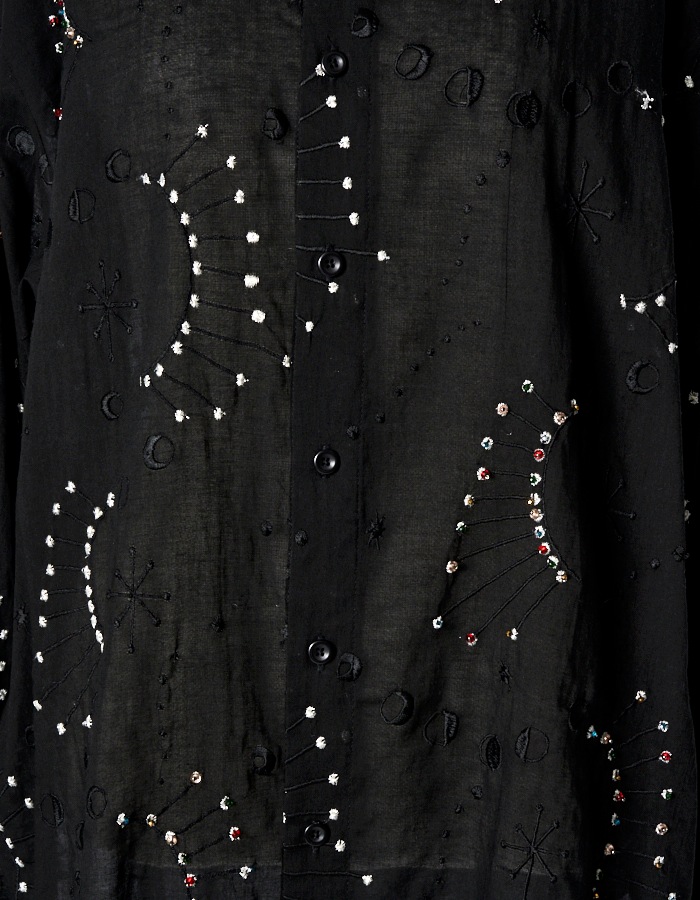 Cotton Bijou Embroidery Shirt / black