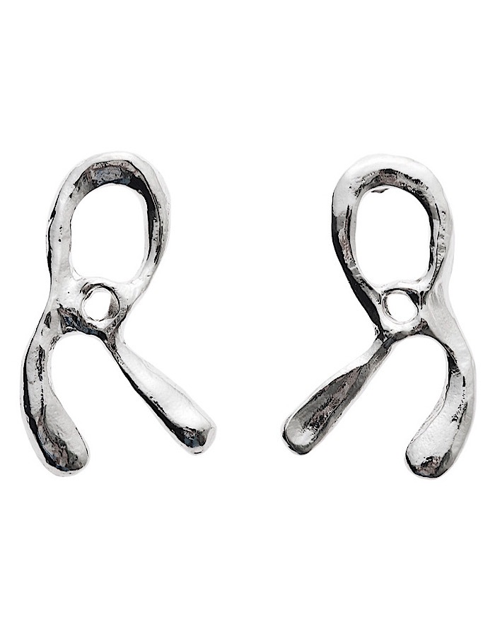 R Letter Earrings / silver