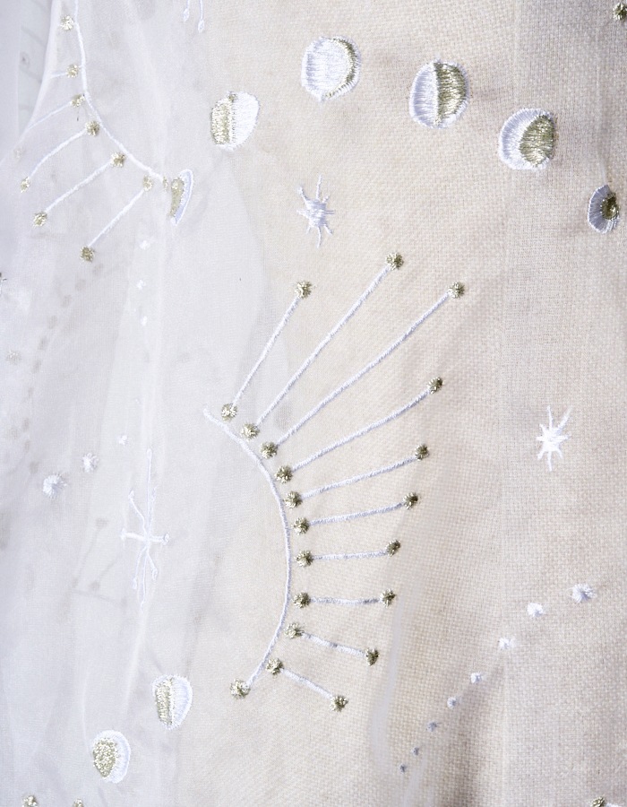 Sheer Embroidery Shirt / white