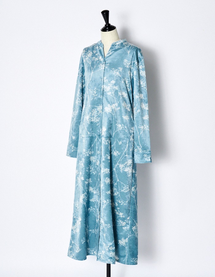 Tree Shade Velor Dress / sax blue