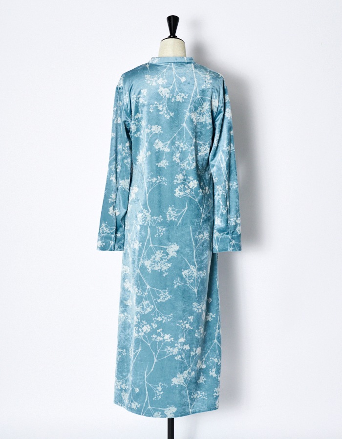 Tree Shade Velor Dress / sax blue