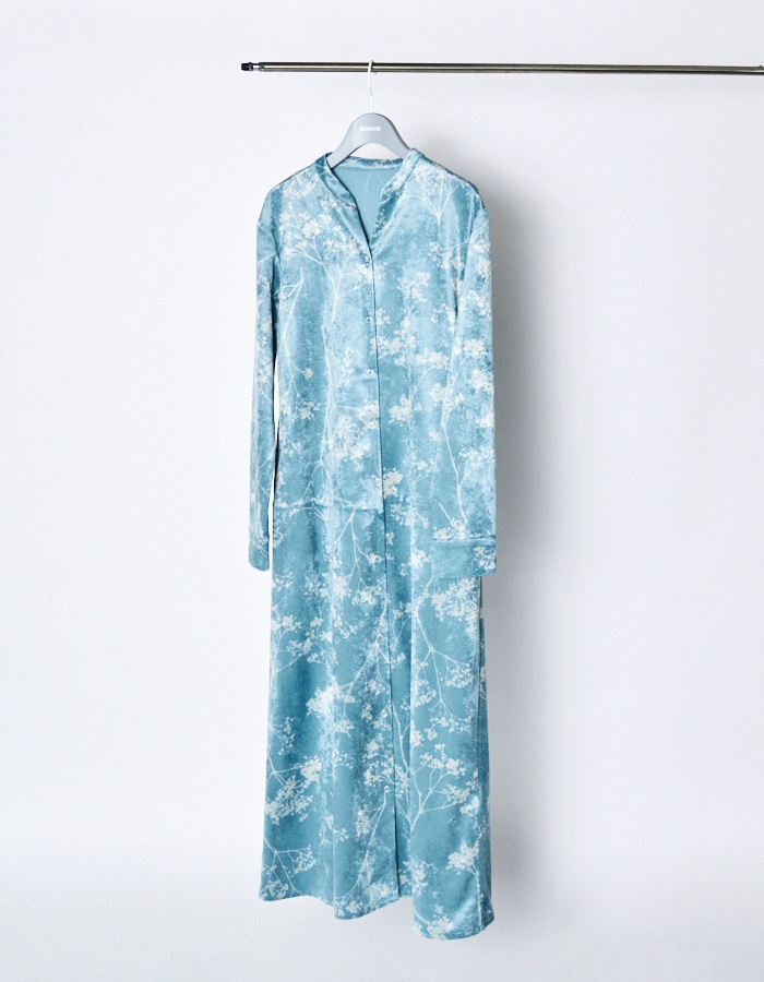 Tree Shade Velor Dress / sax blue