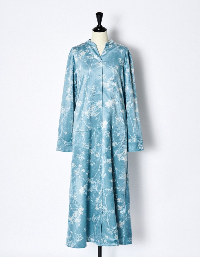 Tree Shade Velor Dress / sax blue