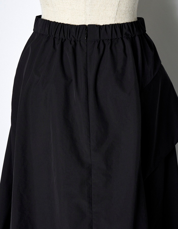 Asymmetry Flare Skirt / black | BOTTOMS,SKIRT | RUMCHE OFFICIAL 
