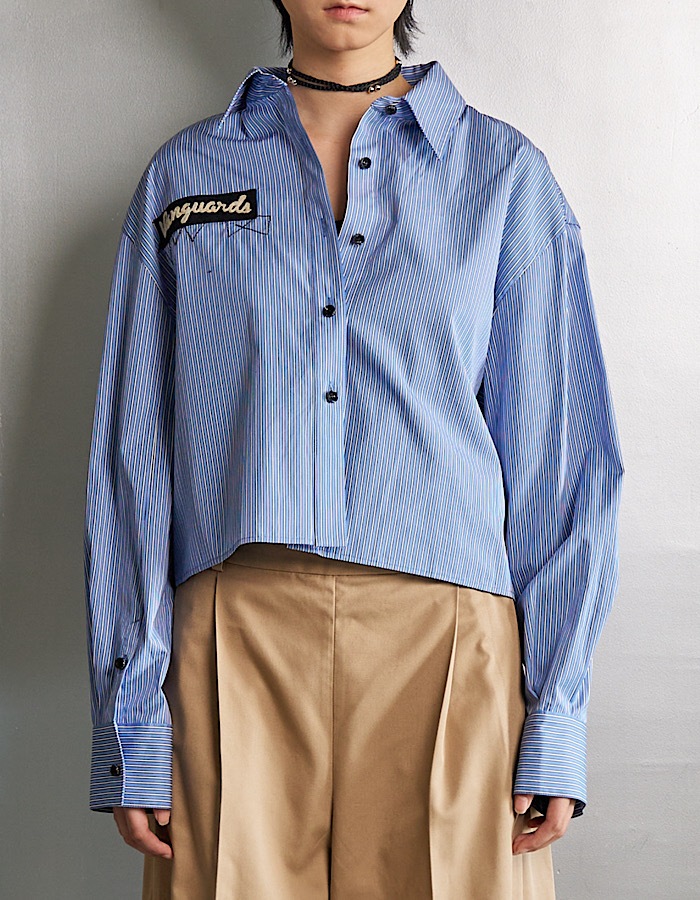 RUMCHE��VAN Embroidery Cropped Shirt / navy