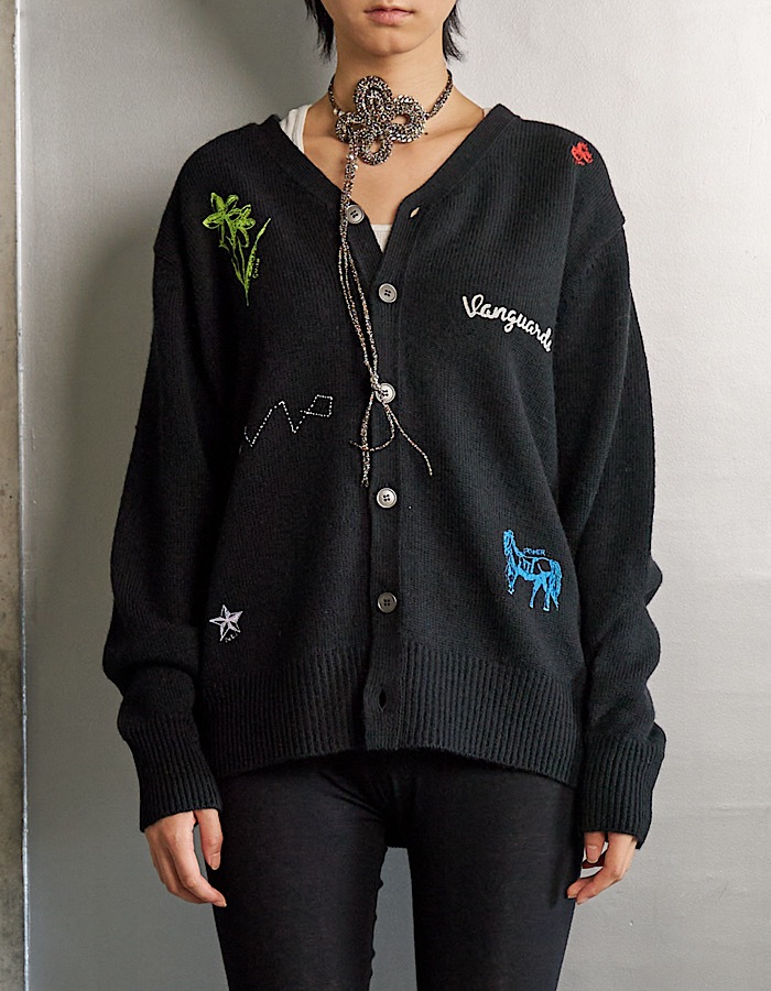 RUMCHE��VAN Colorful Embroidery Cardigan / black