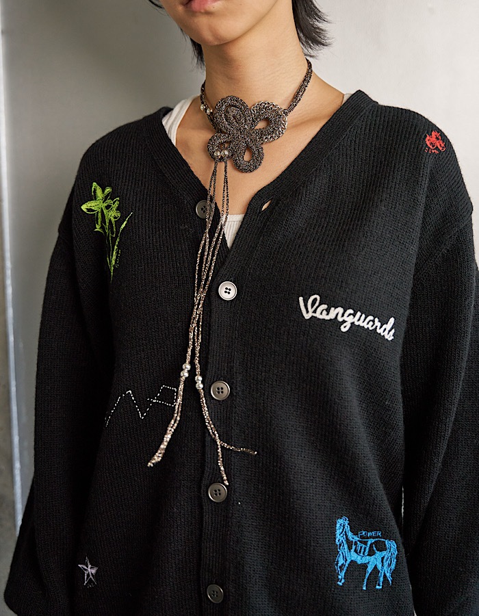 RUMCHE��VAN Colorful Embroidery Cardigan / black