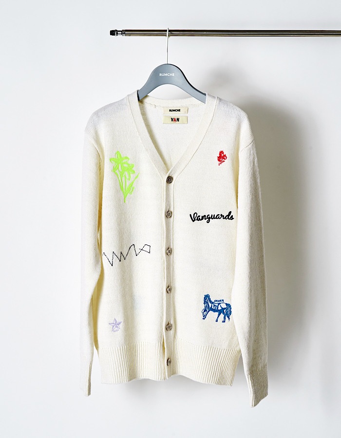RUMCHE��VAN Colorful Embroidery Cardigan / off white