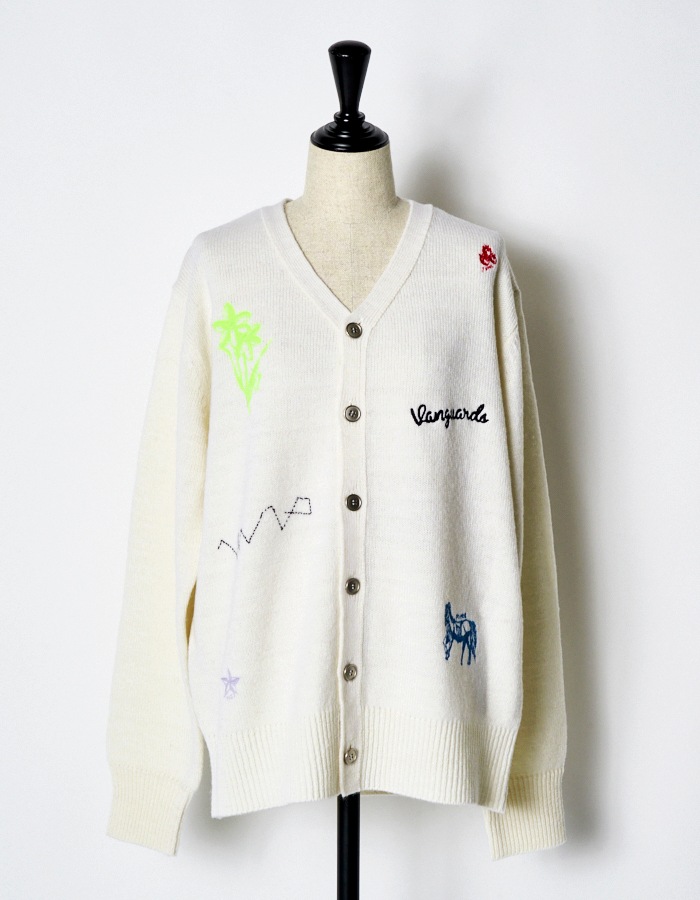 RUMCHE��VAN Colorful Embroidery Cardigan / off white