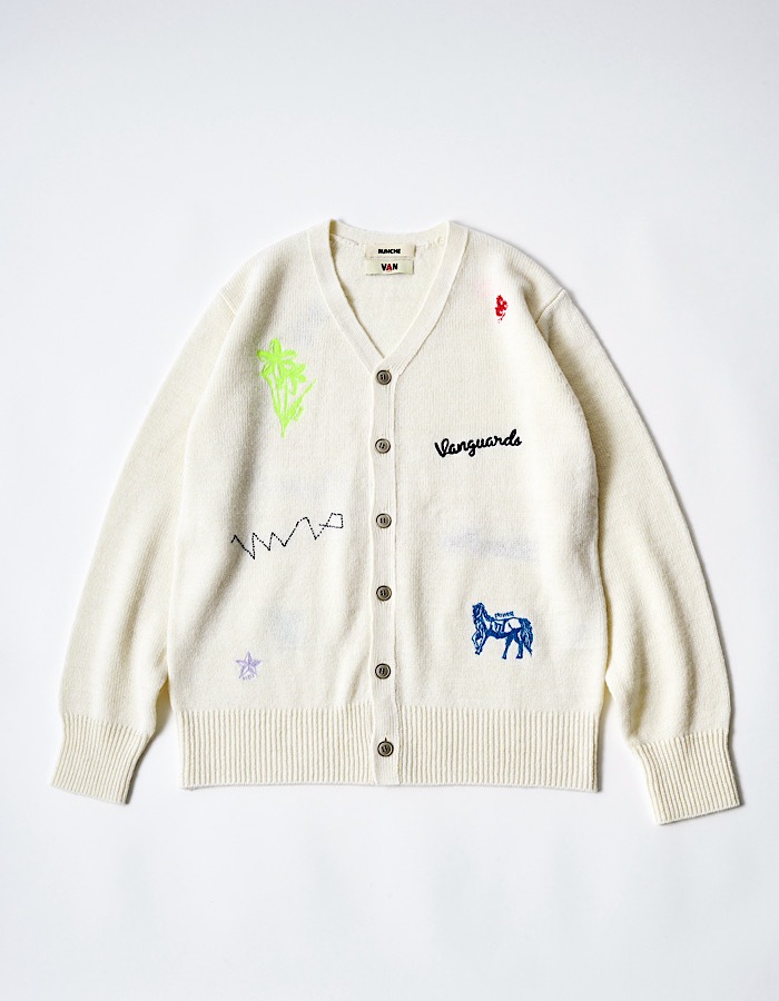 RUMCHE��VAN Colorful Embroidery Cardigan / off white