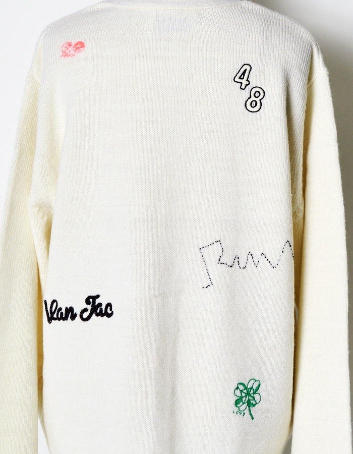 RUMCHE��VAN Colorful Embroidery Cardigan / off white