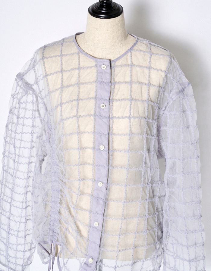 Tulle Shirring Blouse / lavender