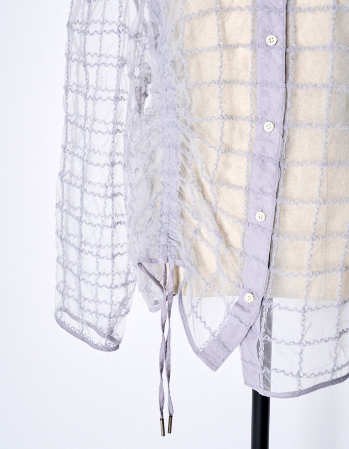 Tulle Shirring Blouse / lavender