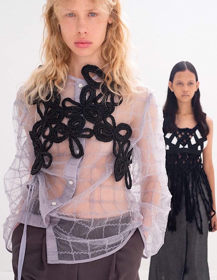 Tulle Shirring Blouse / lavender