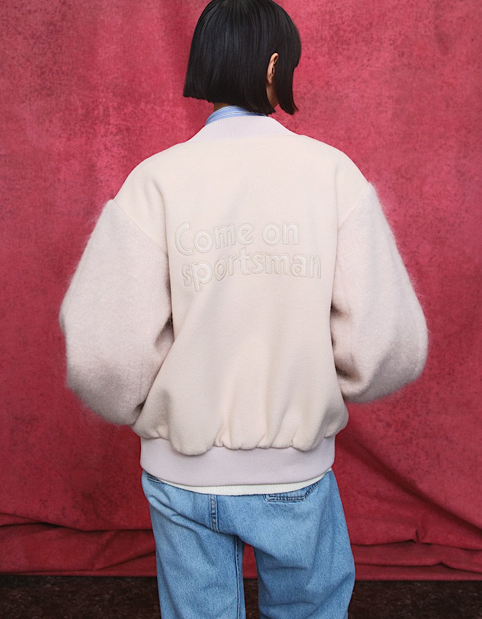 RUMCHE��VAN Wool Mohair Stadium Jumper / ivory