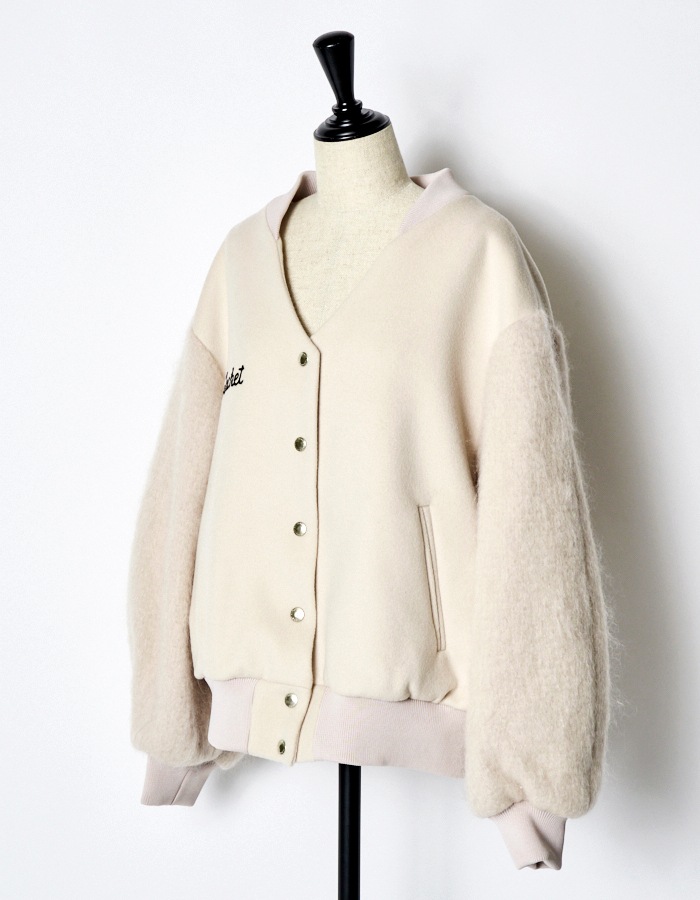 RUMCHE��VAN Wool Mohair Stadium Jumper / ivory