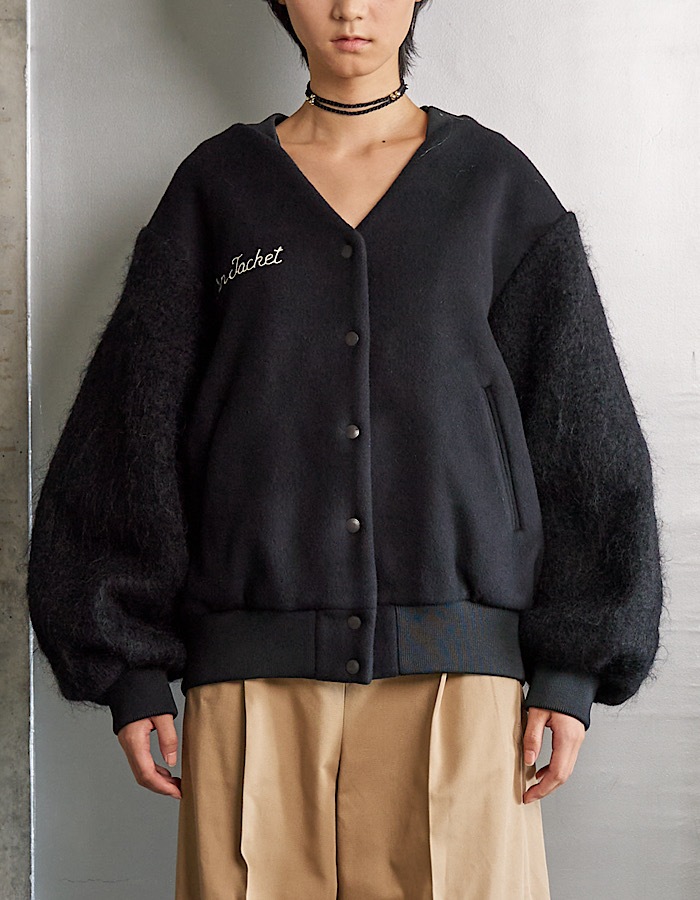 RUMCHE��VAN Wool Mohair Stadium Jumper / black