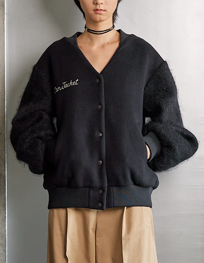 RUMCHE��VAN Wool Mohair Stadium Jumper / black