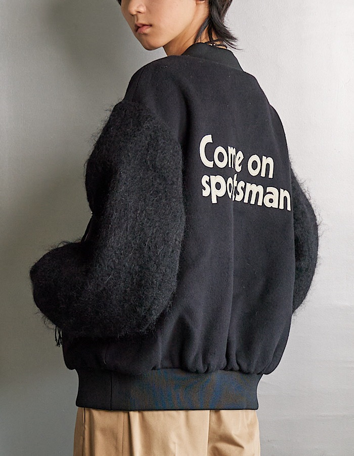 RUMCHE��VAN Wool Mohair Stadium Jumper / black