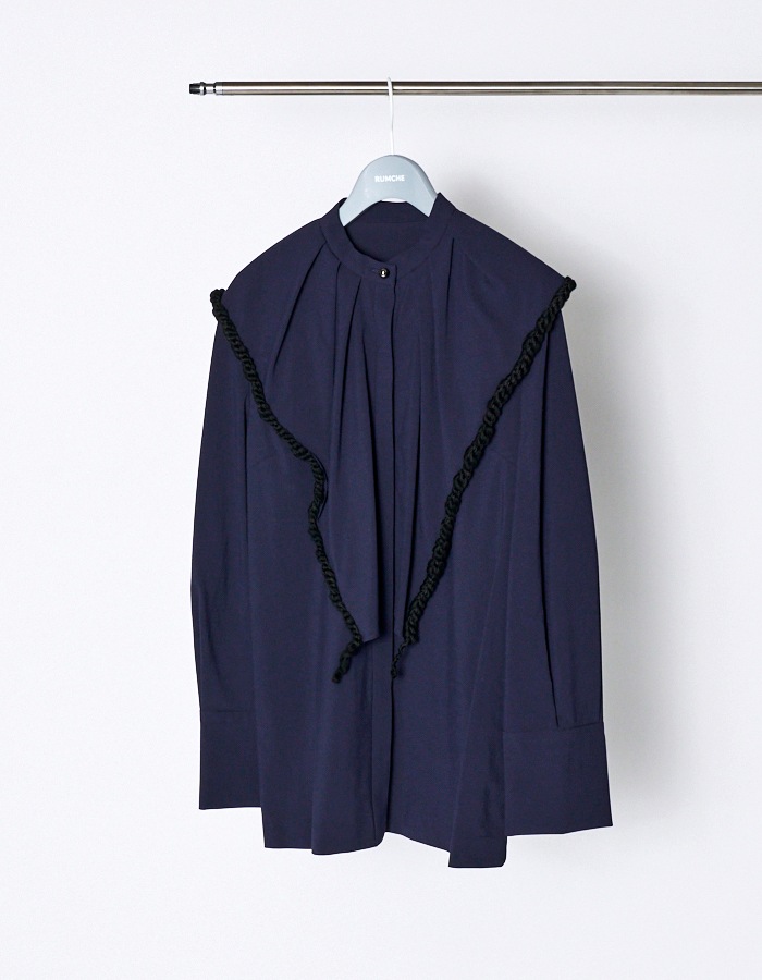 Bond Yarn Collar Blouse / navy