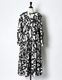 "Chain Flower" Print Dress / white