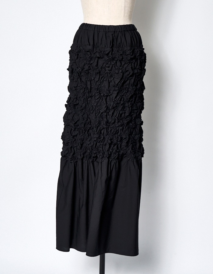 Cotton Shirring Skirt / black