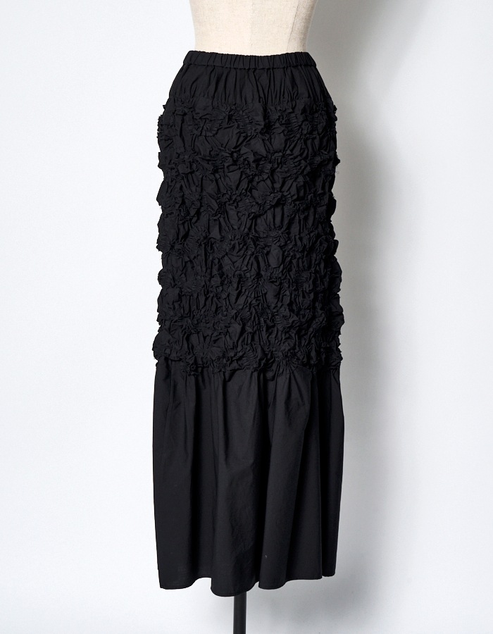 Cotton Shirring Skirt / black