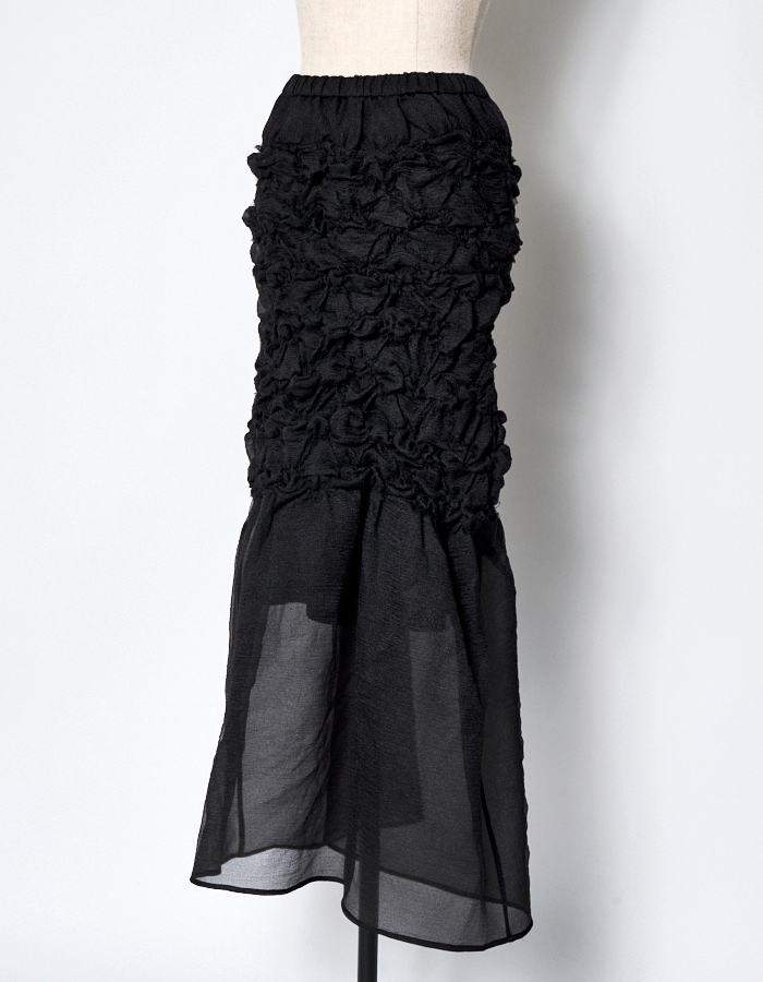 Organdy Shirring Skirt / black | BOTTOMS,SKIRT | RUMCHE