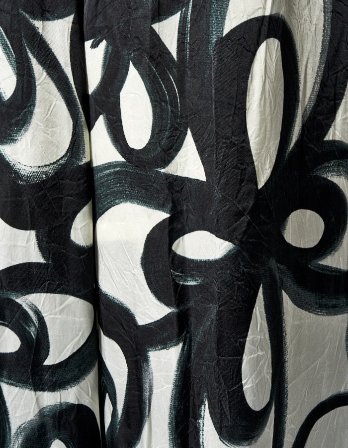 "Chain Flower" Print Trousers / white