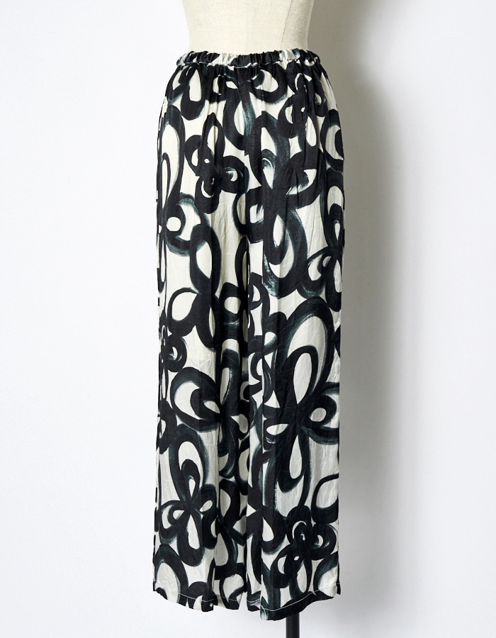 "Chain Flower" Print Trousers / white