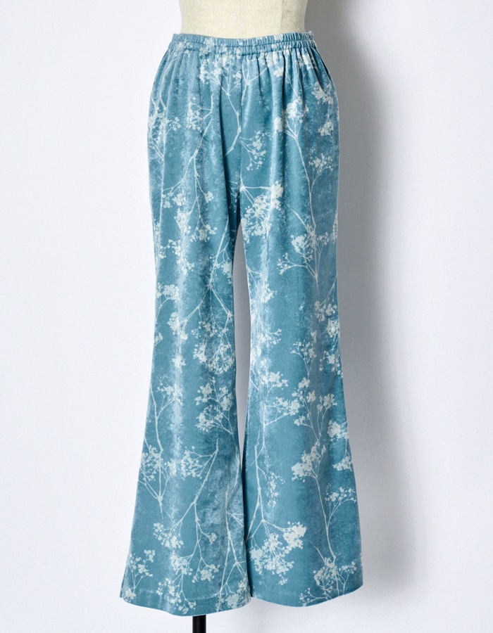 Tree Shade Velor Trousers / sax blue