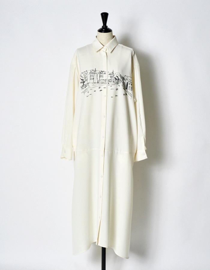 Landscape Embroidery Dress / off white