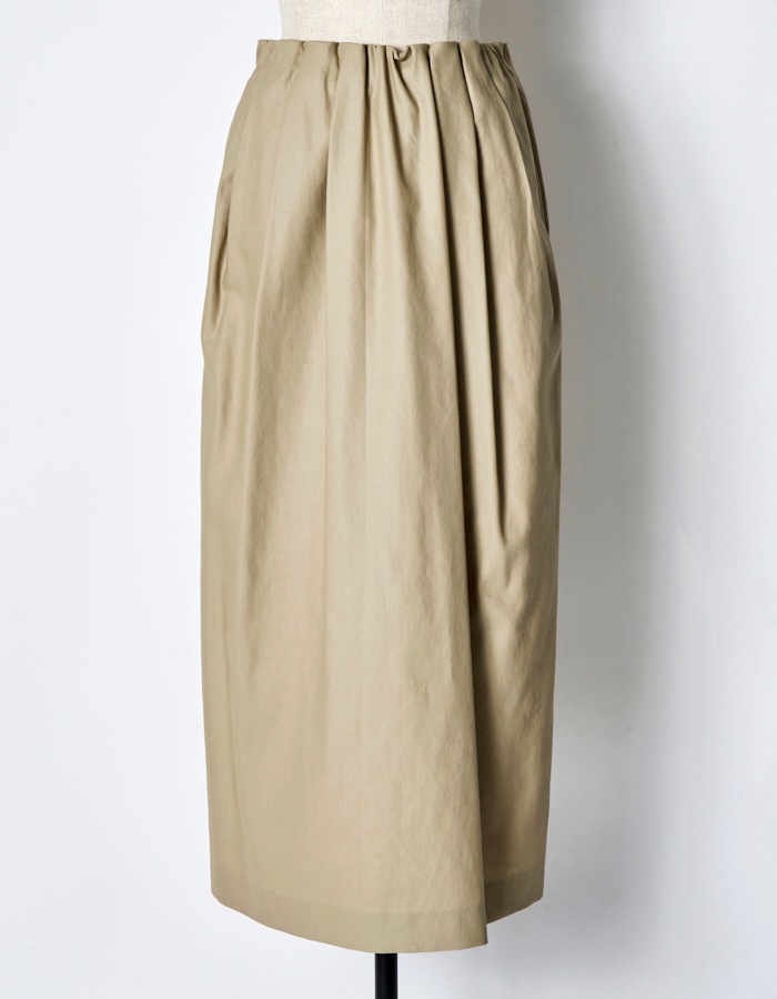 Tuck Gathered Skirt / beige