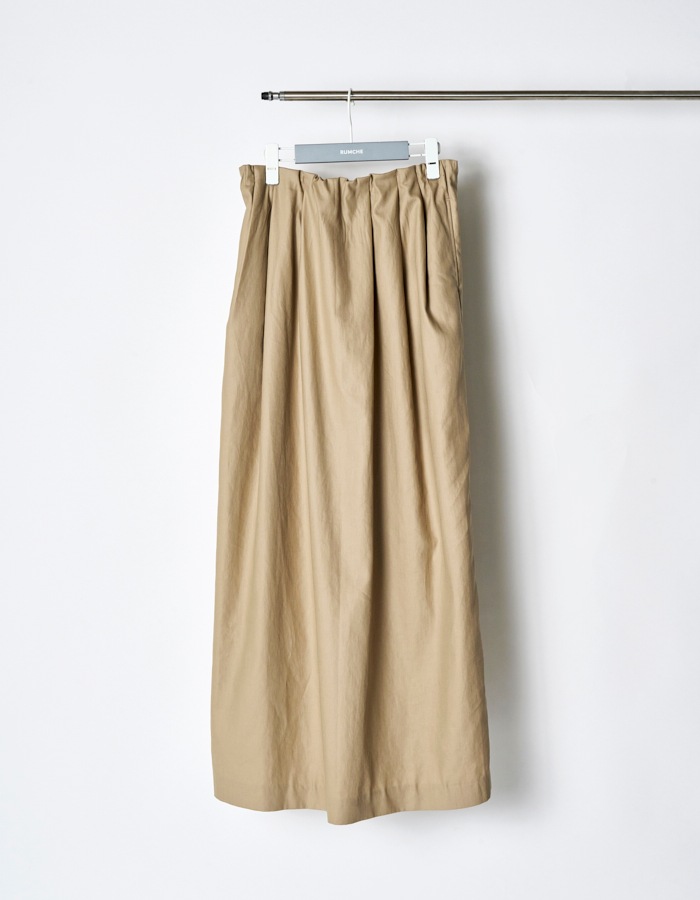 Tuck Gathered Skirt / beige