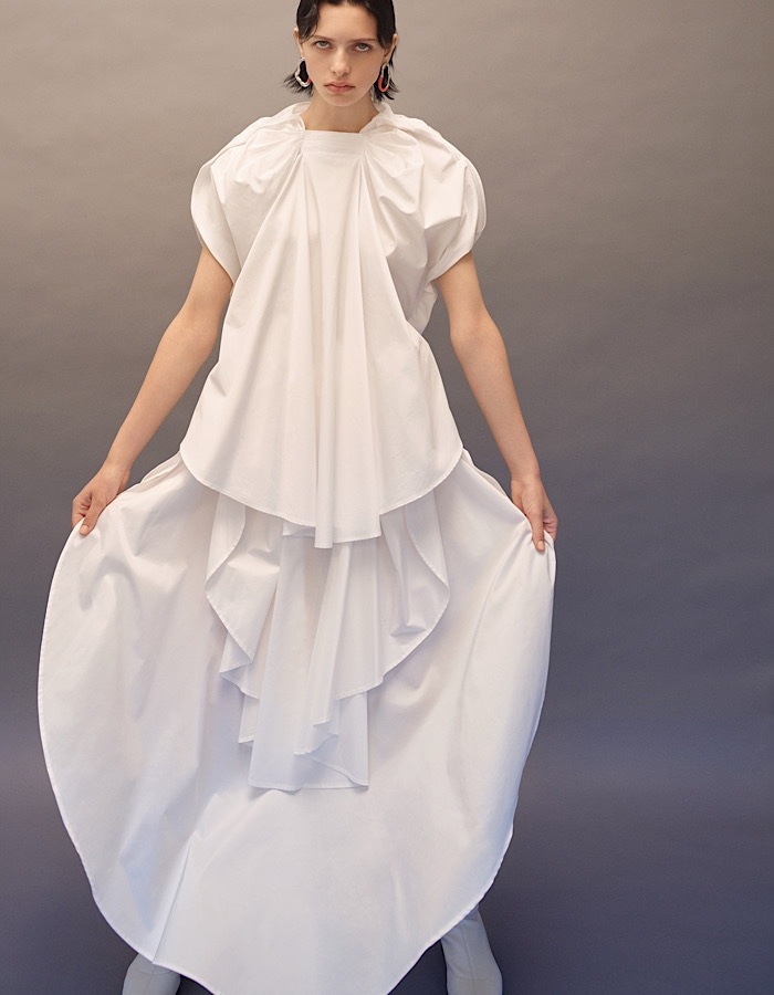 Sun & Moon Ruffle Skirt / white
