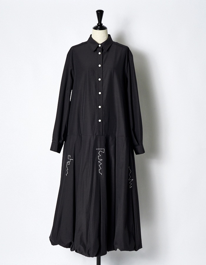 Stitch Balloon Dress / black