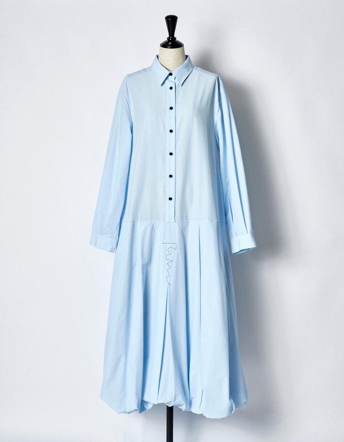 Stitch Balloon Dress / sax