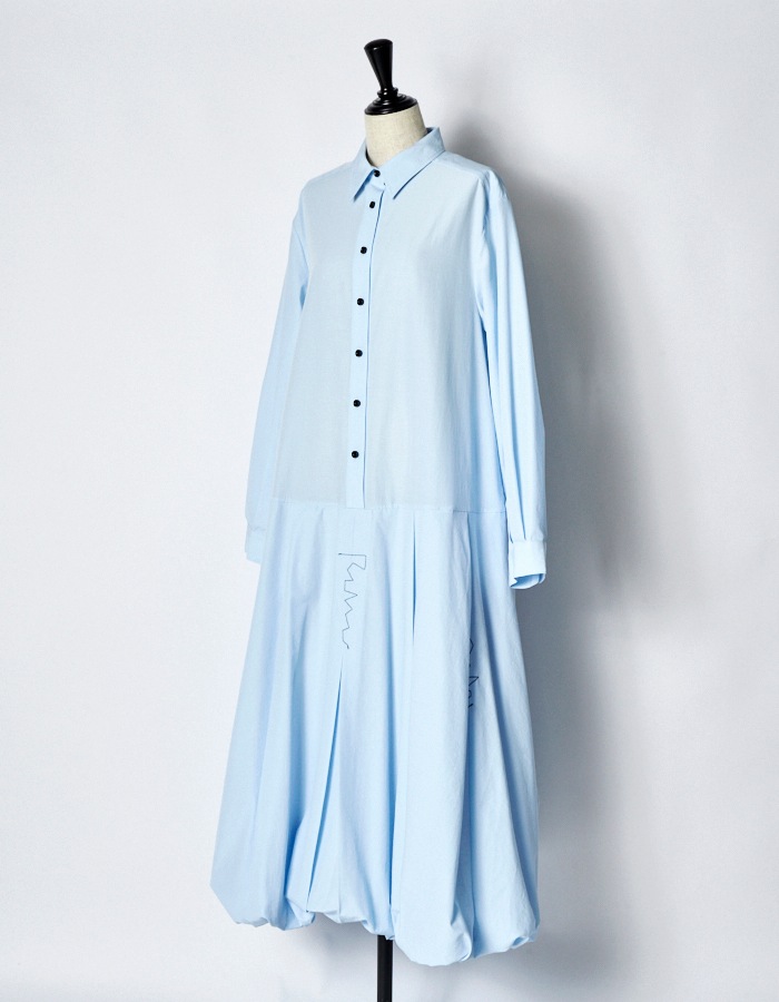 Stitch Balloon Dress / sax