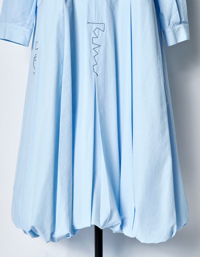 Stitch Balloon Dress / sax