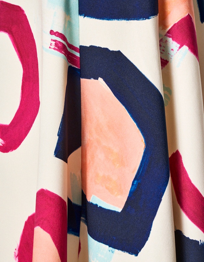 "POPPIN" Art Print Skirt / off-white