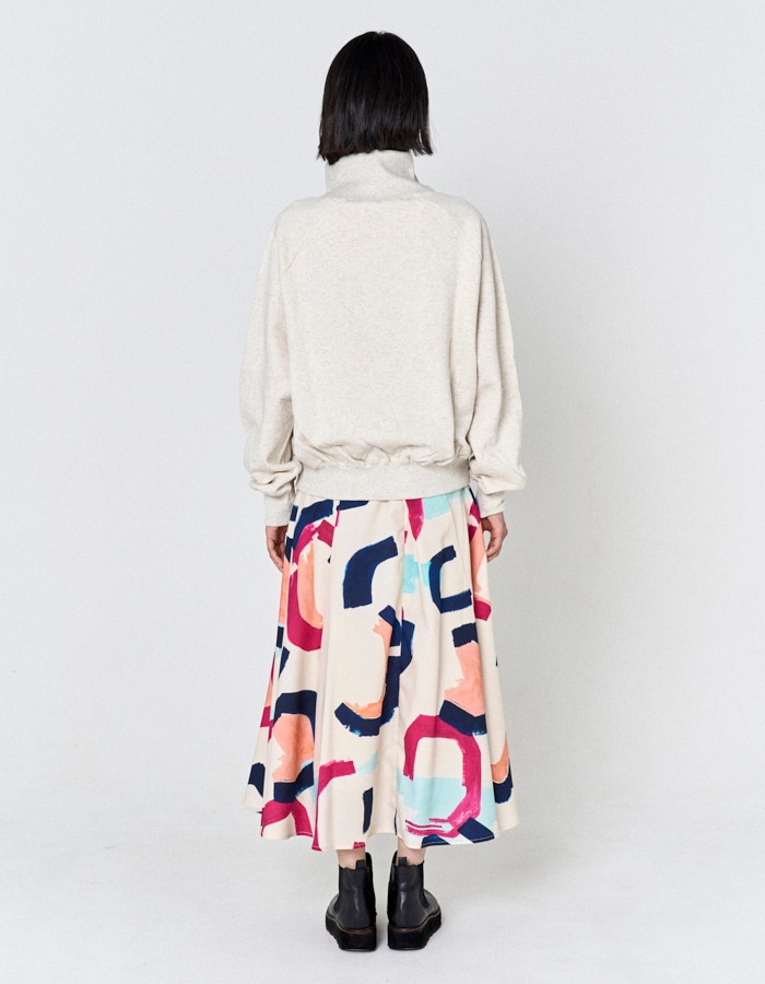 "POPPIN" Art Print Skirt / off-white