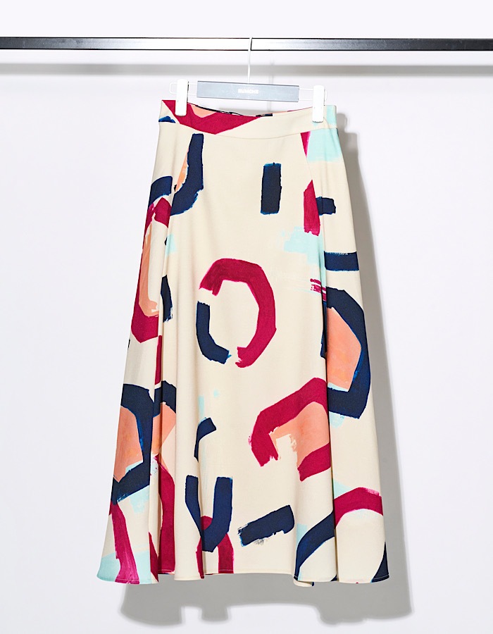 "POPPIN" Art Print Skirt / off-white
