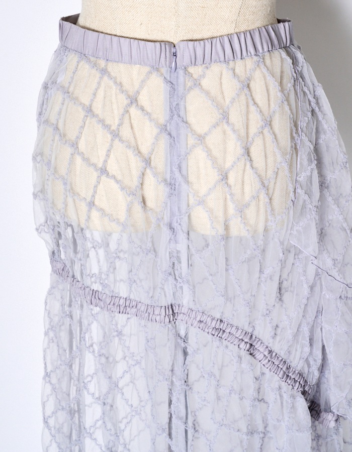 Tulle Shirring Skirt / lavender