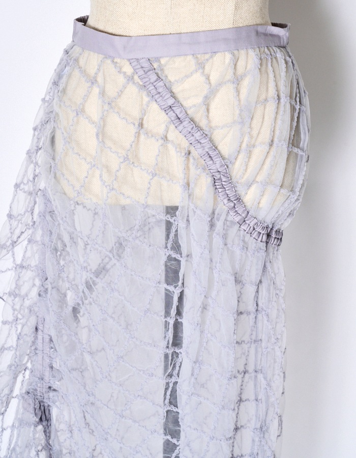 Tulle Shirring Skirt / lavender