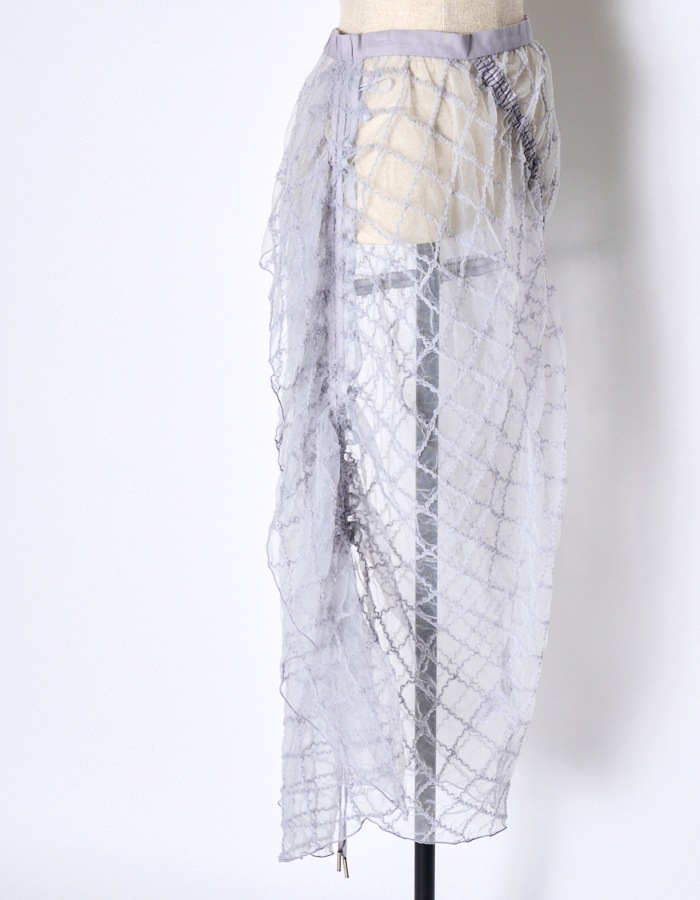 Tulle Shirring Skirt / lavender